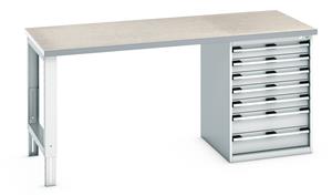 940mm Standing Bench for Workshops Industrial Engineers Bott Bench 2000x900x940mm with LinoTop and 7 Drawer Cabinet